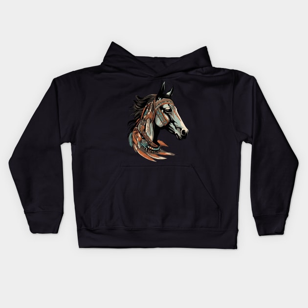 Horse Totem Kids Hoodie by Ray Crimson